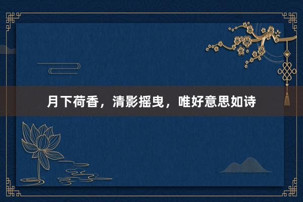 月下荷香,清影摇曳,唯好意思如诗